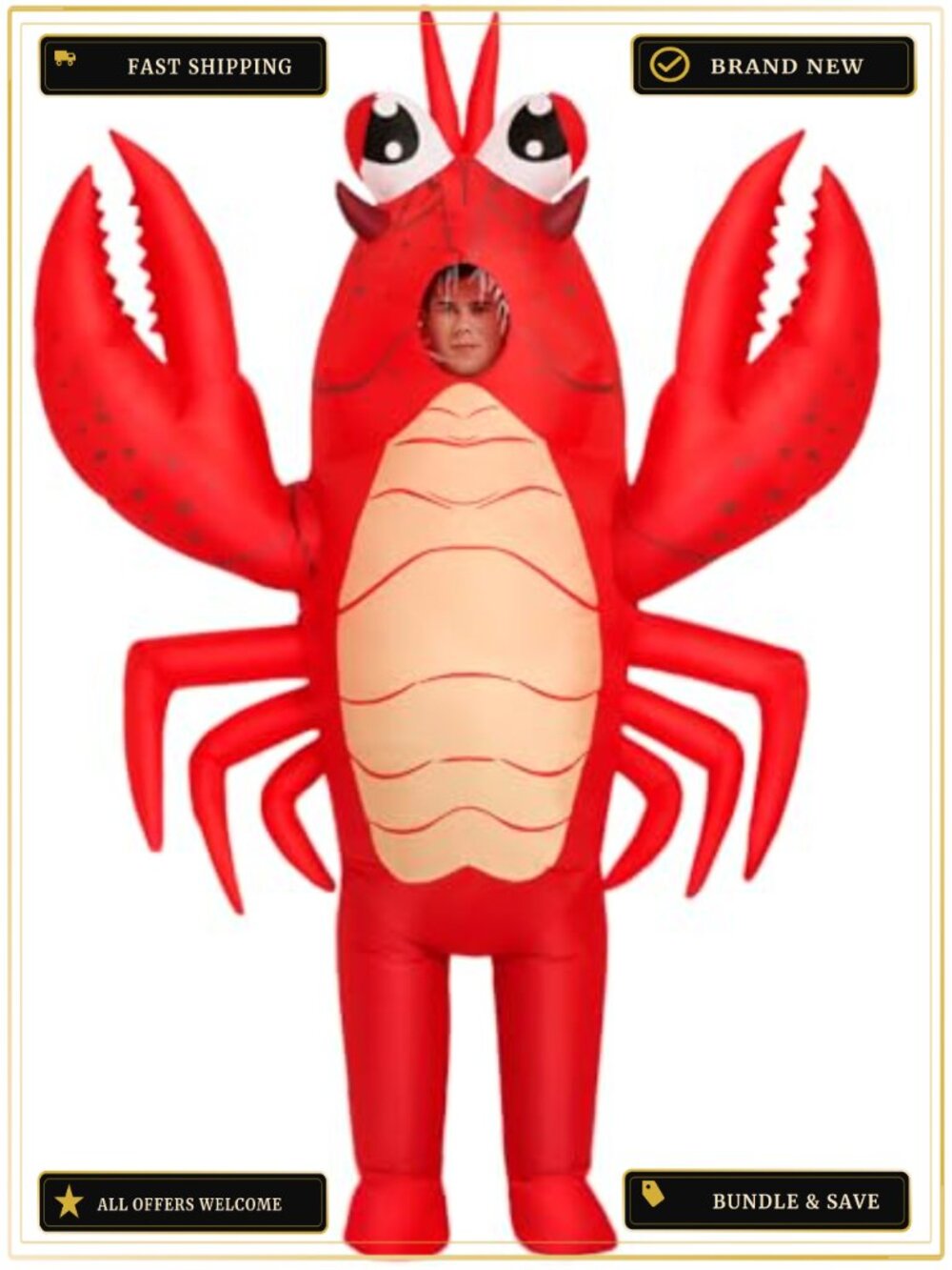 Inflatable Lobster Costume Adult Blow Up Crawfish Onesie Funny Party